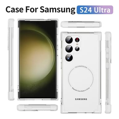 SKALO Samsung S24 Ultra Erittäin vahva magneettinen rengas Bumper TPU-kuori - Valkoinen