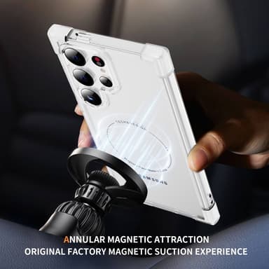 SKALO Samsung S24 Ultra Erittäin vahva magneettinen rengas Bumper TPU-kuori - Valkoinen