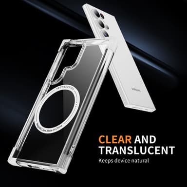 SKALO Samsung S24 Ultra Erittäin vahva magneettinen rengas Bumper TPU-kuori - Valkoinen