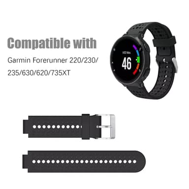 Silikoninen käsivarsinauha Musta Garmin Forerunner 220/230/235/630/620/735XT, Garmin Approach S20/S5/ S6