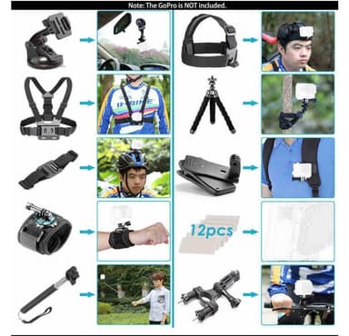 20-in-1 tarvikkeet GoPro Hero 8/9, DJI:lle Musta