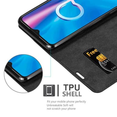 Alcatel 1S 2020 Suojakuori Lompakkokotelo (Musta)