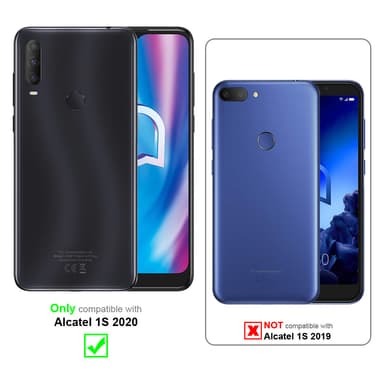 Alcatel 1S 2020 Suojakuori Lompakkokotelo (Musta)