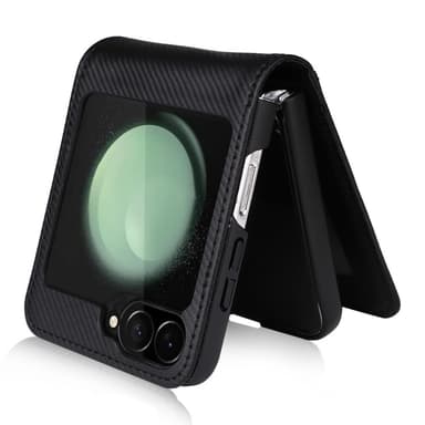 Samsung Z Flip6 SKALO PU nahkakuori lompakolla - Musta