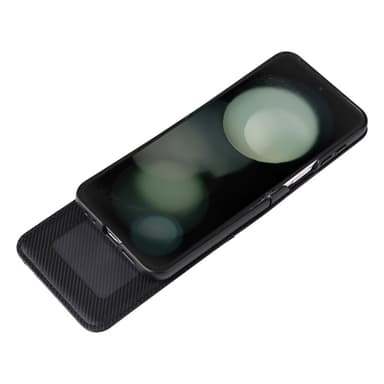 Samsung Z Flip6 SKALO PU nahkakuori lompakolla - Musta