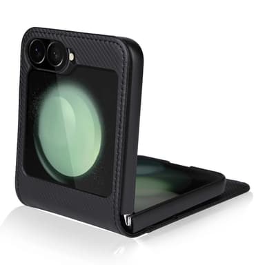 Samsung Z Flip6 SKALO PU nahkakuori lompakolla - Musta