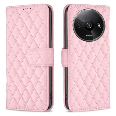 SKALO Xiaomi Redmi A3 BINFEN COLOR Tikattu Lompakko - Pinkki