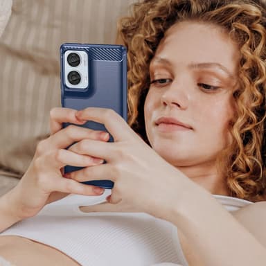 SKALO Motorola Edge 50 Fusion Armor Carbon Iskunkestävä TPU suojakuori - Sininen