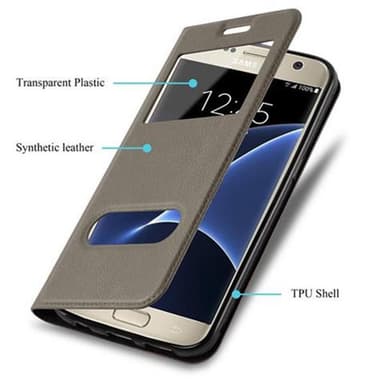 Lompakkokotelo Samsung Galaxy S7 Case (Ruskea)