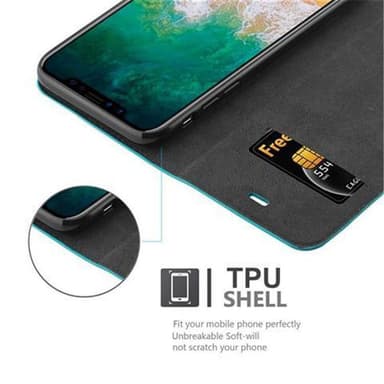 iPhone X / XS Suojakuori Lompakkokotelo (Turkoosi)