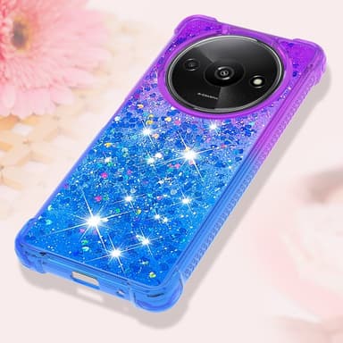 SKALO Xiaomi Redmi A3 Juoksuhiekka Glitter Sydämet TPU kuori - Violetti-Sininen