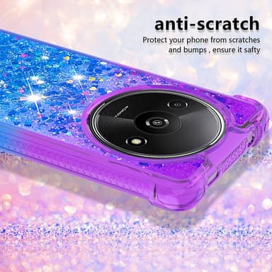 SKALO Xiaomi Redmi A3 Juoksuhiekka Glitter Sydämet TPU kuori - Violetti-Sininen