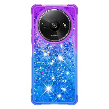 SKALO Xiaomi Redmi A3 Juoksuhiekka Glitter Sydämet TPU kuori - Violetti-Sininen