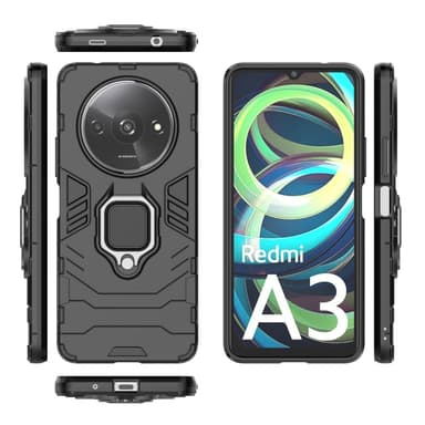 SKALO Xiaomi Redmi A3 Armor Hybridi metallirengas kuori - Musta