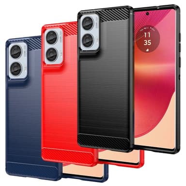 SKALO Motorola Edge 50 Fusion Armor Carbon Iskunkestävä TPU suojakuori - Sininen