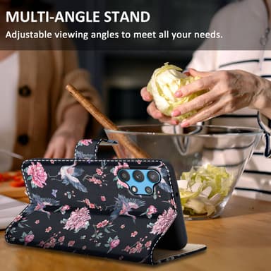 Samsung Galaxy A32 5G Suojakuori Lompakkokotelo (Musta)