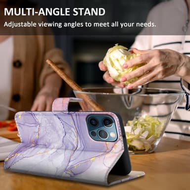 iPhone 12 / 12 PRO Suojakuori Lompakkokotelo (Violetti)