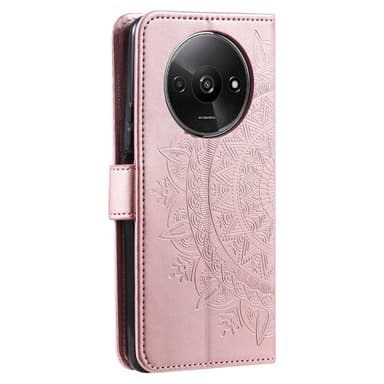 SKALO Xiaomi Redmi A3 Mandala lompakkokotelo - Ruusukulta