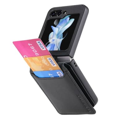 SKALO Samsung Z Flip6 PU-nahkainen Suojakuori Lompakolla - Musta