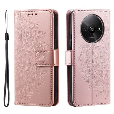 SKALO Xiaomi Redmi A3 Mandala lompakkokotelo - Ruusukulta
