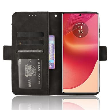 SKALO Motorola Edge 50 Fusion 6-lokeroa Lompakkokotelo - Musta