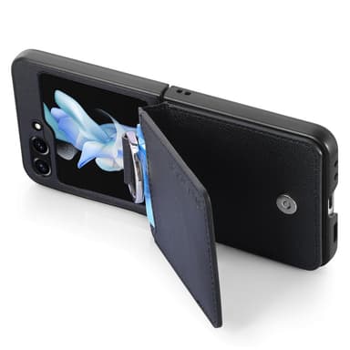 SKALO Samsung Z Flip6 PU-nahkainen Suojakuori Lompakolla - Musta