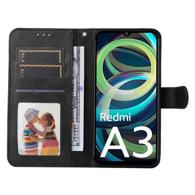 SKALO Xiaomi Redmi A3 PU-nahkainen Lompakkokotelo - Musta