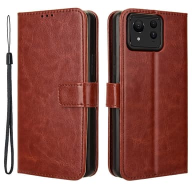 SKALO Asus Zenfone 11 Ultra 5G Crazy Horse lompakko PU nahka - Ruskea