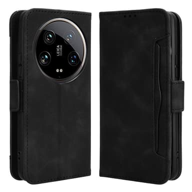 SKALO Xiaomi 14 Ultra 5G 6-lokeroa Lompakkokotelo - Musta