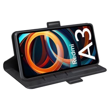 SKALO Xiaomi Redmi A3 Premium Wallet Lompakkokotelo - Musta