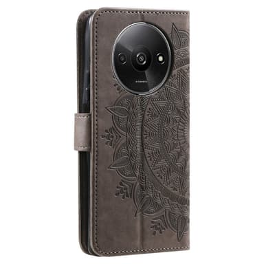 SKALO Xiaomi Redmi A3 Mandala lompakkokotelo - Harmaa
