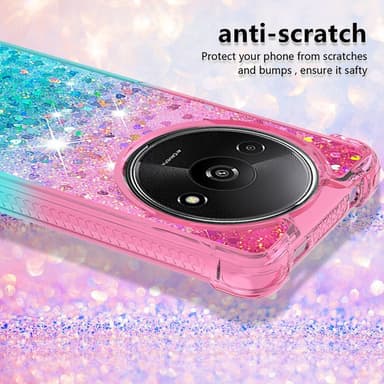 SKALO Xiaomi Redmi A3 Juoksuhiekka Glitter Sydämet TPU kuori - Pinkki-Turkoosi