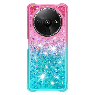 SKALO Xiaomi Redmi A3 Juoksuhiekka Glitter Sydämet TPU kuori - Pinkki-Turkoosi