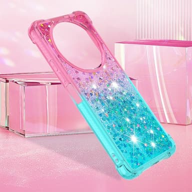 SKALO Xiaomi Redmi A3 Juoksuhiekka Glitter Sydämet TPU kuori - Pinkki-Turkoosi