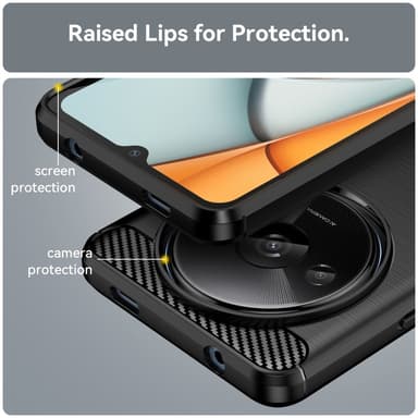 SKALO Xiaomi Redmi A3 Armor Carbon Iskunkestävä TPU suojakuori - Musta