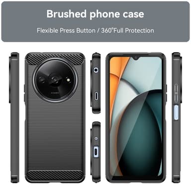 SKALO Xiaomi Redmi A3 Armor Carbon Iskunkestävä TPU suojakuori - Musta