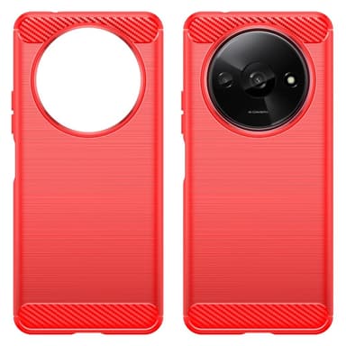 SKALO Xiaomi Redmi A3 Armor Carbon Iskunkestävä TPU suojakuori - Punainen