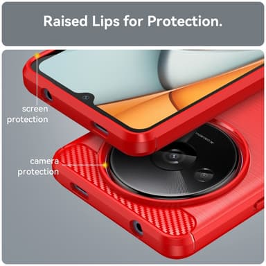 SKALO Xiaomi Redmi A3 Armor Carbon Iskunkestävä TPU suojakuori - Punainen