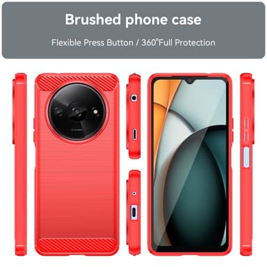 SKALO Xiaomi Redmi A3 Armor Carbon Iskunkestävä TPU suojakuori - Punainen