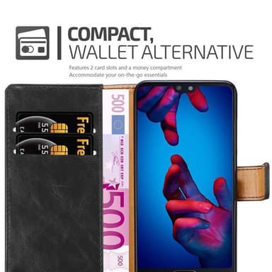 Huawei P20 Suojakuori Lompakkokotelo (Musta)