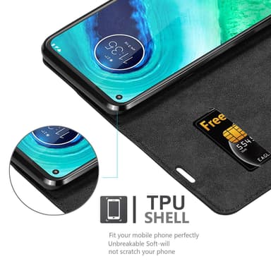 Motorola MOTO G8 Suojakuori Lompakkokotelo (Musta)