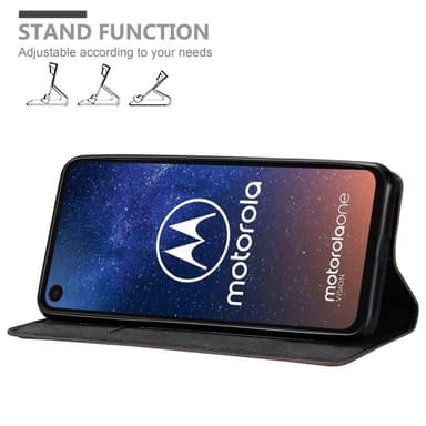 Motorola ONE VISION Suojakuori Lompakkokotelo (Ruskea)