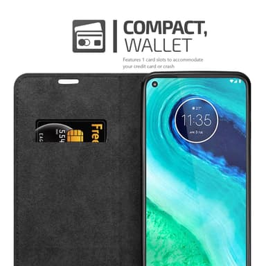 Motorola MOTO G8 Suojakuori Lompakkokotelo (Musta)