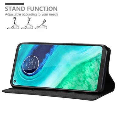 Motorola MOTO G8 Suojakuori Lompakkokotelo (Musta)
