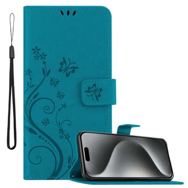 iPhone 15 PRO Suojakuori Lompakkokotelo (Sininen)