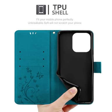 iPhone 15 PRO Suojakuori Lompakkokotelo (Sininen)