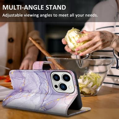 iPhone 14 PRO Suojakuori Lompakkokotelo (Violetti)