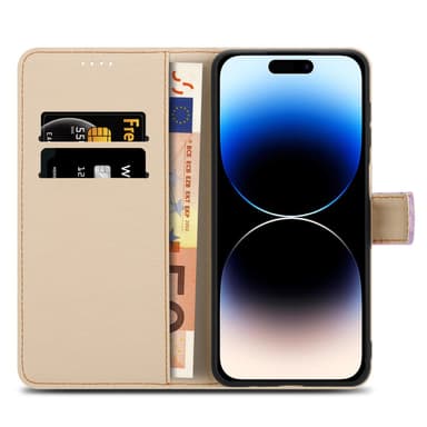iPhone 14 PRO Suojakuori Lompakkokotelo (Violetti)