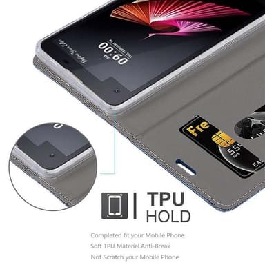 LG X SCREEN Suojakuori Lompakkokotelo (Sininen)