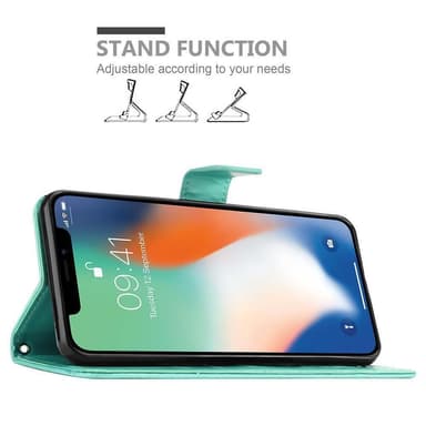 iPhone XS MAX Suojakuori Lompakkokotelo (Turkoosi)